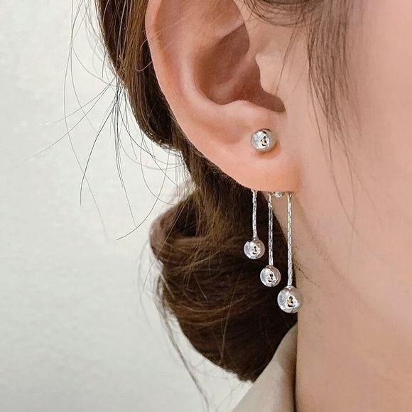 GlitzBlitz Boutique Jewelry - Any 2/$20! Silver Ball Studs w/Fringed Ball Jackets Earrings